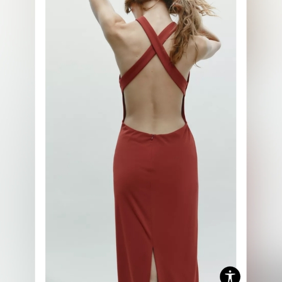 Zara Sleeveless Midi Dress in Rust - Picture 2 of 5
